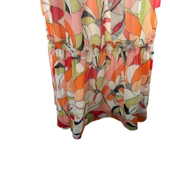 BCBGeneration Ruffled Floral Print Maxi Dress Size 12 Multicolor Halter Neck - Picture 4 of 15